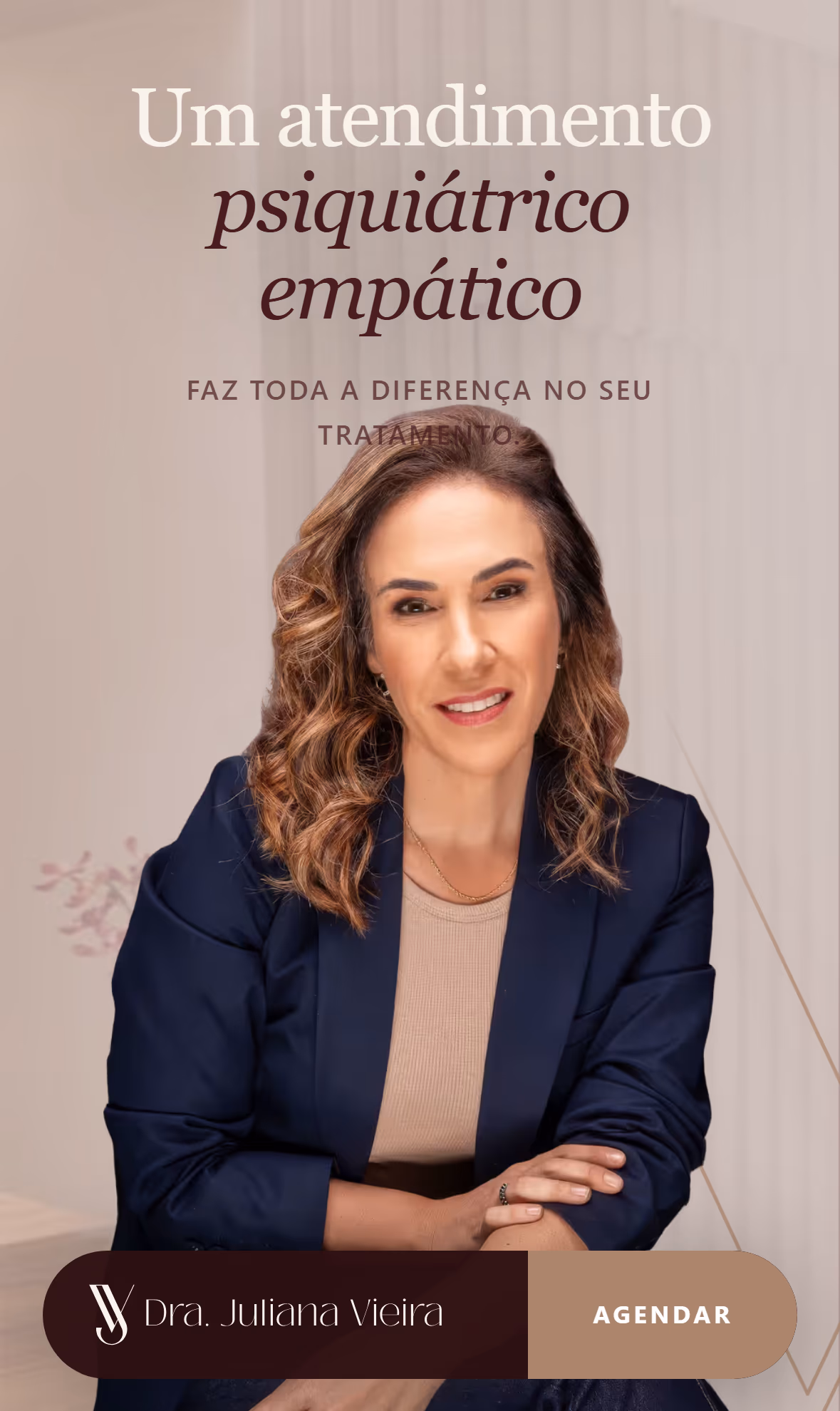 Landing page e CMS administrativo criados pela Marine Studio para Dra. Juliana Vieira - Psiquiatra