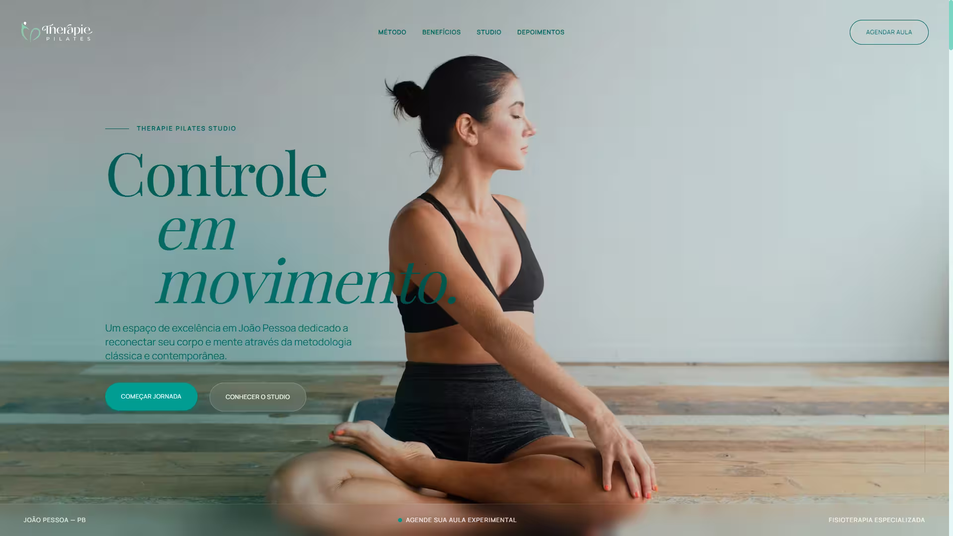 Site Institucional criado pela Marine Studio para Studio Therapie — Pilates Clássico e Saúde/Bem-estar (Slide Primário)